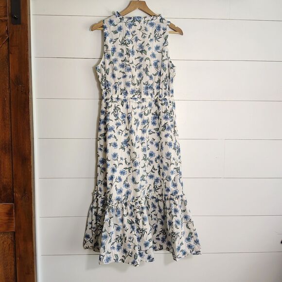 J.Crew Women's Floral Tiered Midi Dress Preppy Coastal Flowy Beachy Ruffles 10 - Picture 3 of 11